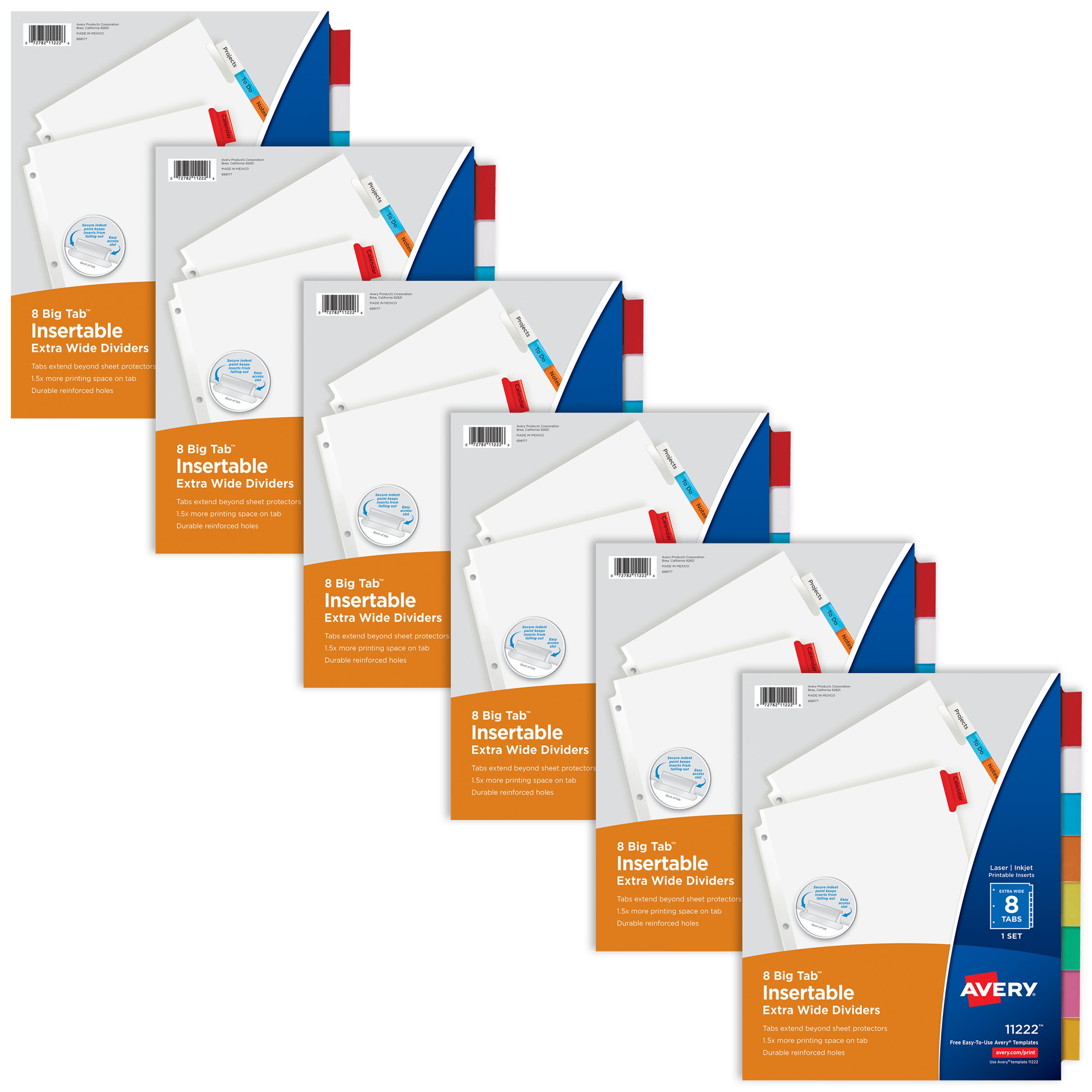Big Tabâ„¢ Extra-Wide Insertable Dividers, 8-Tab Set, Laser